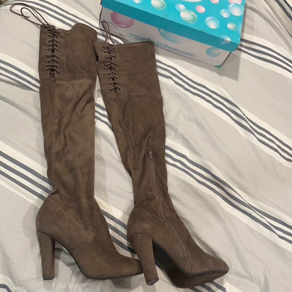 Soda Taupe Knee boots size 9